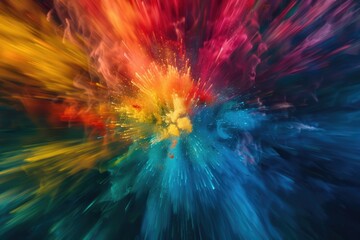 Poster - Colorful paint splatter on a dark surface