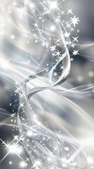 Aufkleber - Shimmering Silver Christmas Background With Twinkling Stars and Fluid Swirls for Festive Decor Inspiration