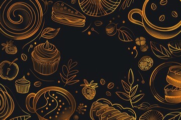 Poster - Assorted food items against a dark and metallic backdrop