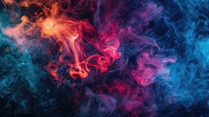 Poster - Vibrant abstract smoke against dark backdrop