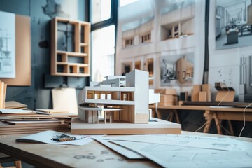 Poster - A miniature house model placed on a flat surface