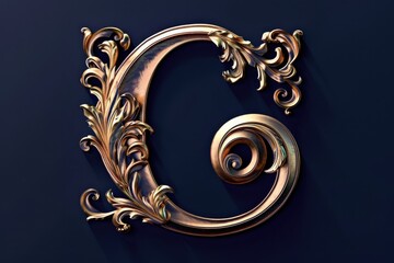 Poster - A single golden capital letter G on a blue background