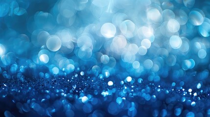 Poster - Blurry blue lights bokeh on abstract background