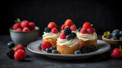 Wall Mural - cake with berries