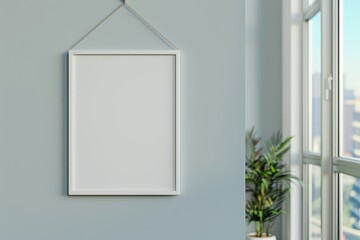 Aufkleber - A decorative frame hangs on the wall beside a window, providing a glimpse into what's outside