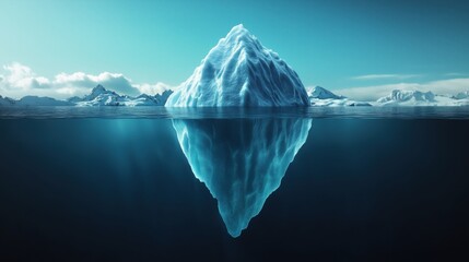 Wall Mural - background with an image of an iceberg and its underwater part