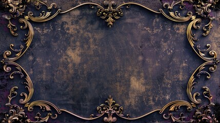 Poster - A decorative frame with purple and gold colors