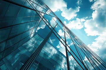 Poster - Tall building with numerous windows, suitable for use in cityscape or architecture images