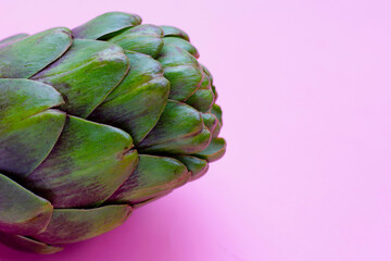 Poster - Purple artichoke on pink background.