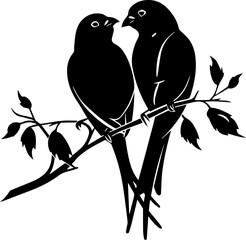 Vector Illustration of Two Birds on a Branch