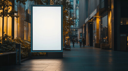 Wall Mural - a blank digital billboard in an urban area during the evening, perfect for advertising mockup and sh