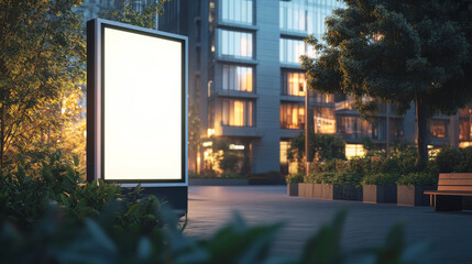 Wall Mural - a blank digital billboard in an urban area during the evening, perfect for advertising mockup and sh