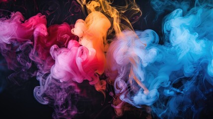 Poster - Smoke of various colors with a dark backdrop