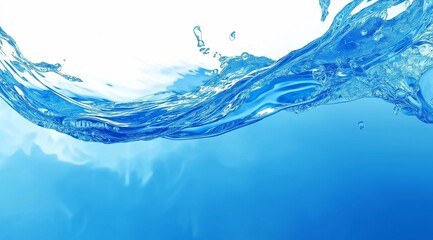 Wall Mural - Clear blue liquid background, from side, simple, minimalist.