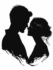 silhouette of a loving couple on a white background, vector illustration.