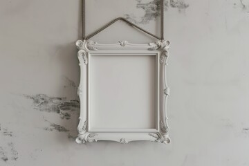 Aufkleber - A simple white picture frame hanging on the wall, ready for a photo or artwork