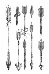 Poster - A collection of arrows with bows attached, ready for use or display