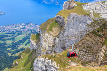 Sticker - Overhead cable car to the top of Mount Pilatus in Canton Lucerne, Switzerland