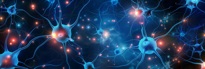 Aufkleber - Network of neurons sending signals in the brain