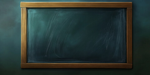 Poster - Blank chalkboard with wooden frame is waiting to be used
