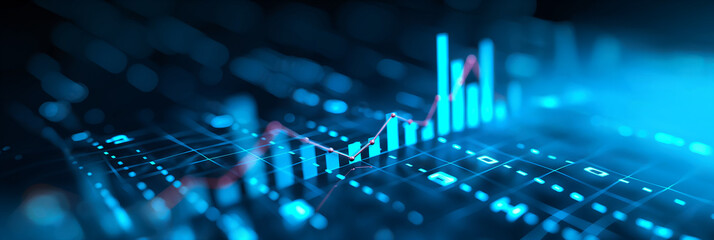Poster - Stock market graph showing growth on blue abstract background