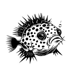 Wall Mural - Pufferfish Black Vector Illustration