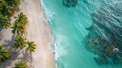 Wall Mural - Aerial view of Island Saona beach in Dominican Republic