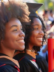 Wall Mural - A happy graduate smiles during a ceremony. AI.