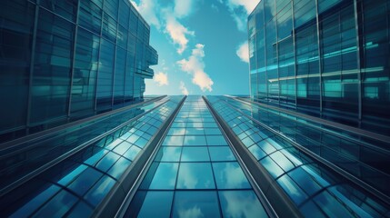 Poster - A modern high-rise building with multiple windows and possibly offices or residential spaces