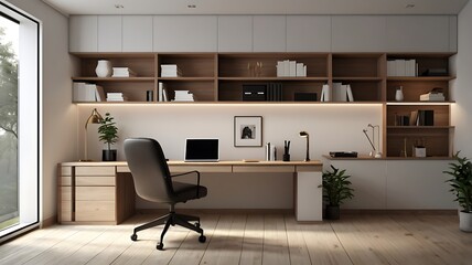 Canvas Print - Minimalist home office workspace