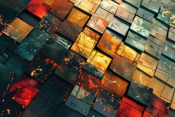 Aufkleber - A colorful pattern made up of square tiles