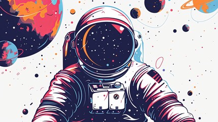 Wall Mural - Astronaut in Space Illustration