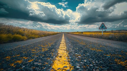Aufkleber - A road with a yellow line marking the center, suitable for use in infographics or visual representations of transportation systems