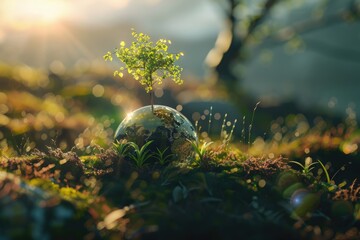 Poster - A small tree grows out of a spherical object
