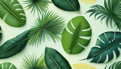 Wall Mural - for fabric paper wallpaper and notebook covers this seamless pattern features palm leaves colocasia monstera and banana