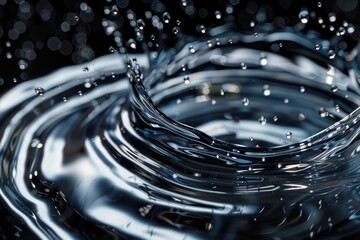 Poster - A close-up view of a single water drop on a black background
