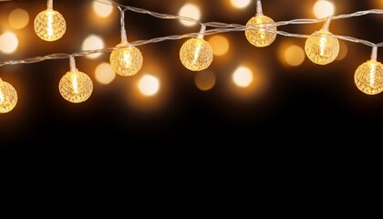 Wall Mural - string light photo overlays christmas new year lights glowing lights bokeh png