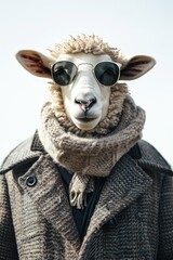 Aufkleber - A sheep dressed up in trendy outfit, perfect for a casual day out or as a fun illustration