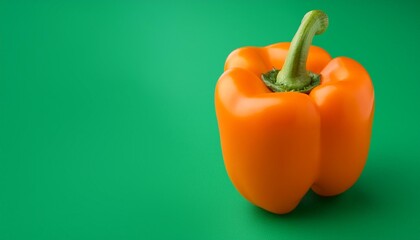 Wall Mural - orange bell pepper against a seamless green background