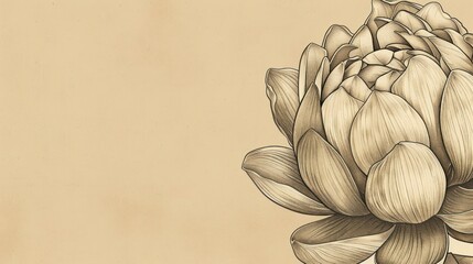 Wall Mural - Vintage Illustration of a Water Lily on a Beige Background