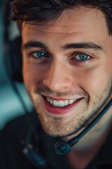 Aufkleber - A person wearing a headset and holding a device, possibly working or gaming