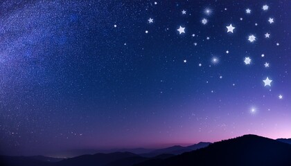 Wall Mural - a sleek gradient from midnight blue to twilight purple sprinkled with silver stars