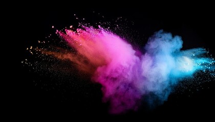 Wall Mural - colorful powder explosion on black background abstract pastel color dust particles splash