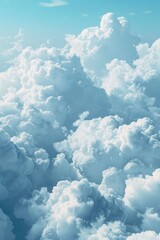 Fototapete - Clouds viewed from an airplane window, with blue sky and white puffy clouds