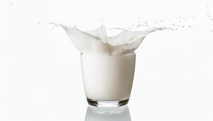 Wall Mural - glass of milk with splash isolated png transparency