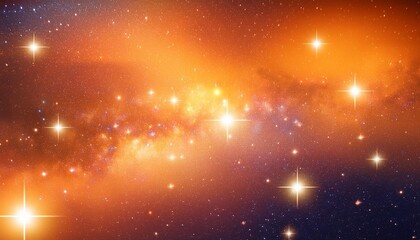 Wall Mural - vibrant orange colors stars and galaxy outer space sky night universe vibrant colorful starry banner