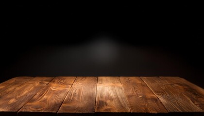 Wall Mural - wood table in the dark background