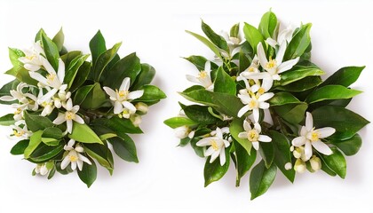 Wall Mural - flowering orange tree isolated on white background top view