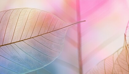 Poster - leaf skeleton background abstract background in soft pastel colors with rengen amazing nature lines nature concept