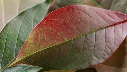 Sticker - abstract seamless close up macro of red and green leaf in autumn